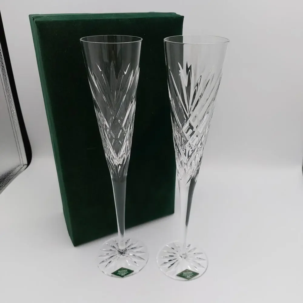 VTG Godinger Shannon Dublin Crystal Champagne Flutes Set 2 Marshall Fields Box
